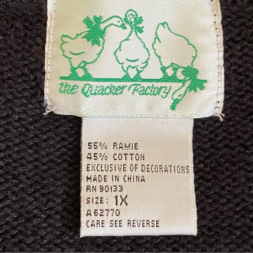 VTG Women's Quacker Factory Christmas Holiday Bows Button-Up Sweater Size 1X - Picture 5 of 7